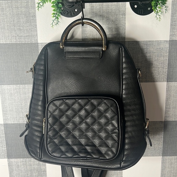 Mystique Boutique Handbags - Mystique Black and Gold Backpack